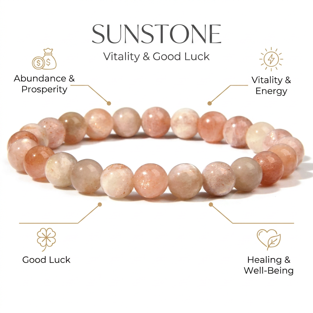 Sunstone Bracelet for Vitality & Good Luck - Infographic
