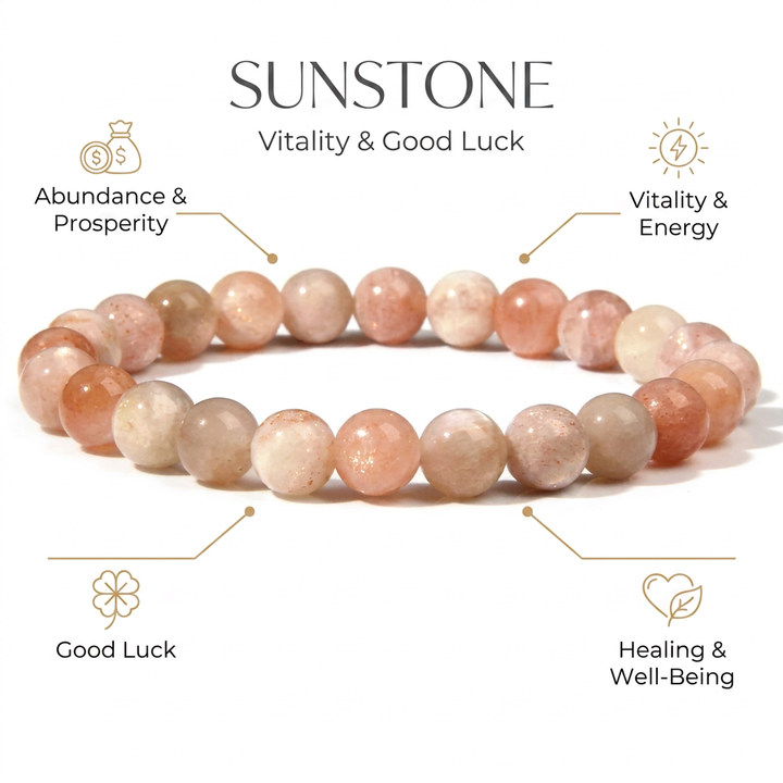 Sunstone Bracelet for Vitality & Good Luck - Infographic