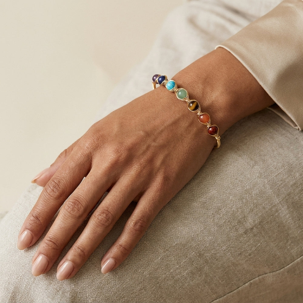 7 Chakra Bangle for Chakra Balancing - Lifestyle Female