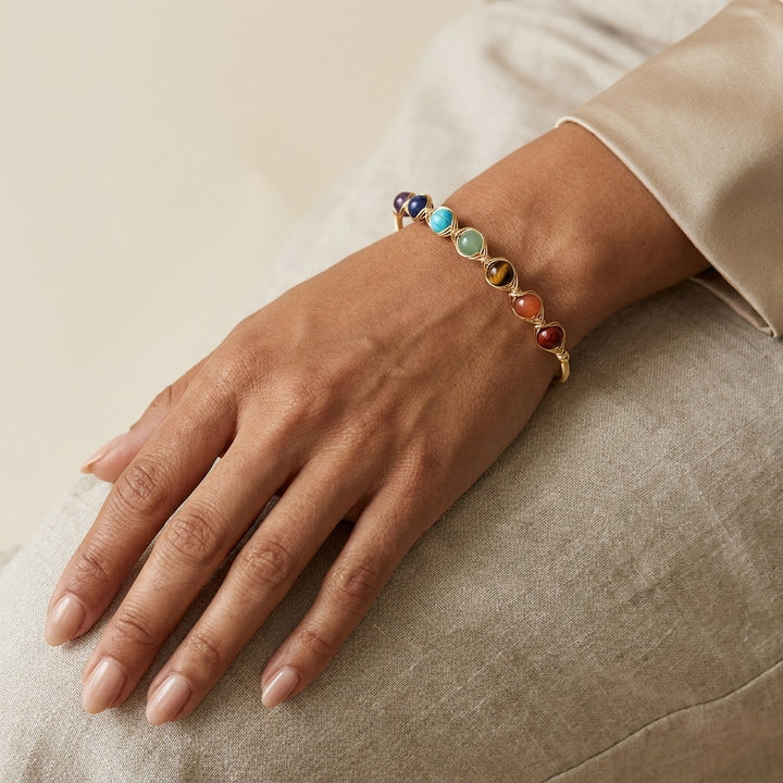 7 Chakra Bangle for Chakra Balancing - Lifestyle Female