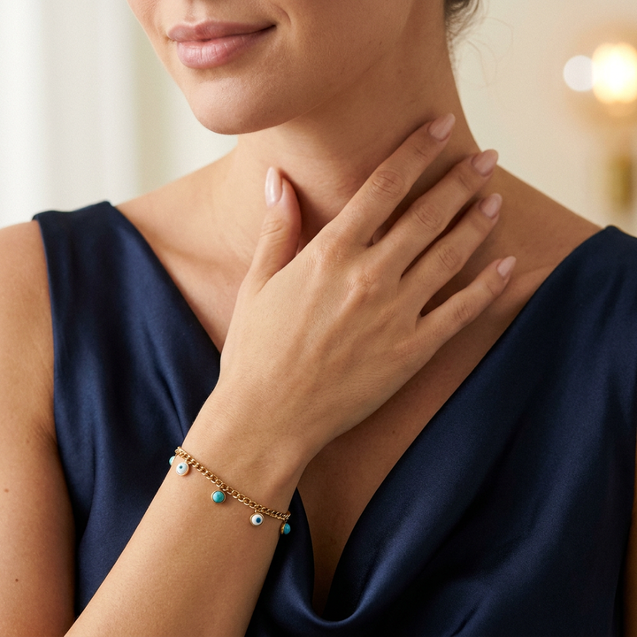 Turquoise with Evil Eye Nazar Bracelet for Protection & Spiritual Growth - Lifestyle Female