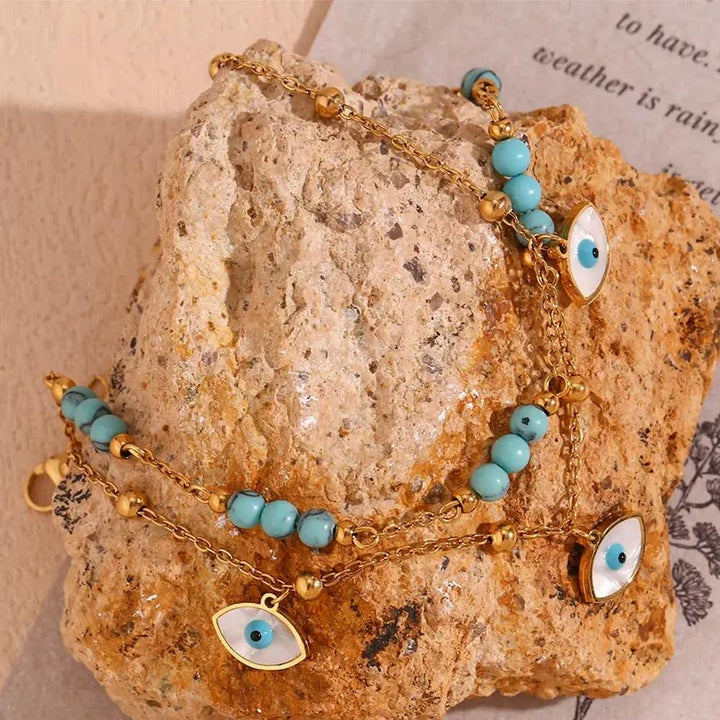 Turquoise Evil Eye Nazar Anklet for Protection  by Raw Spiritual