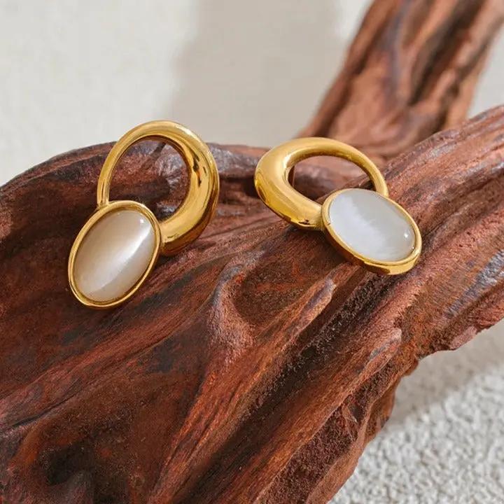 Cat's Eye Earrings for Abundance & Clarity  by Raw Spiritual