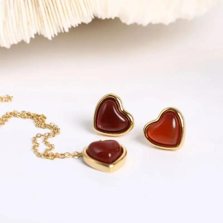 Red Agate (Hakik) Earrings for Prosperity  by Raw Spiritual