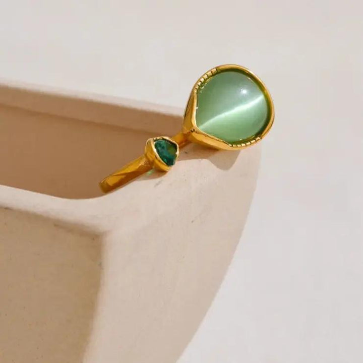 Cat's Eye & Zircon Ring for Abundance & Clarity  by Raw Spiritual