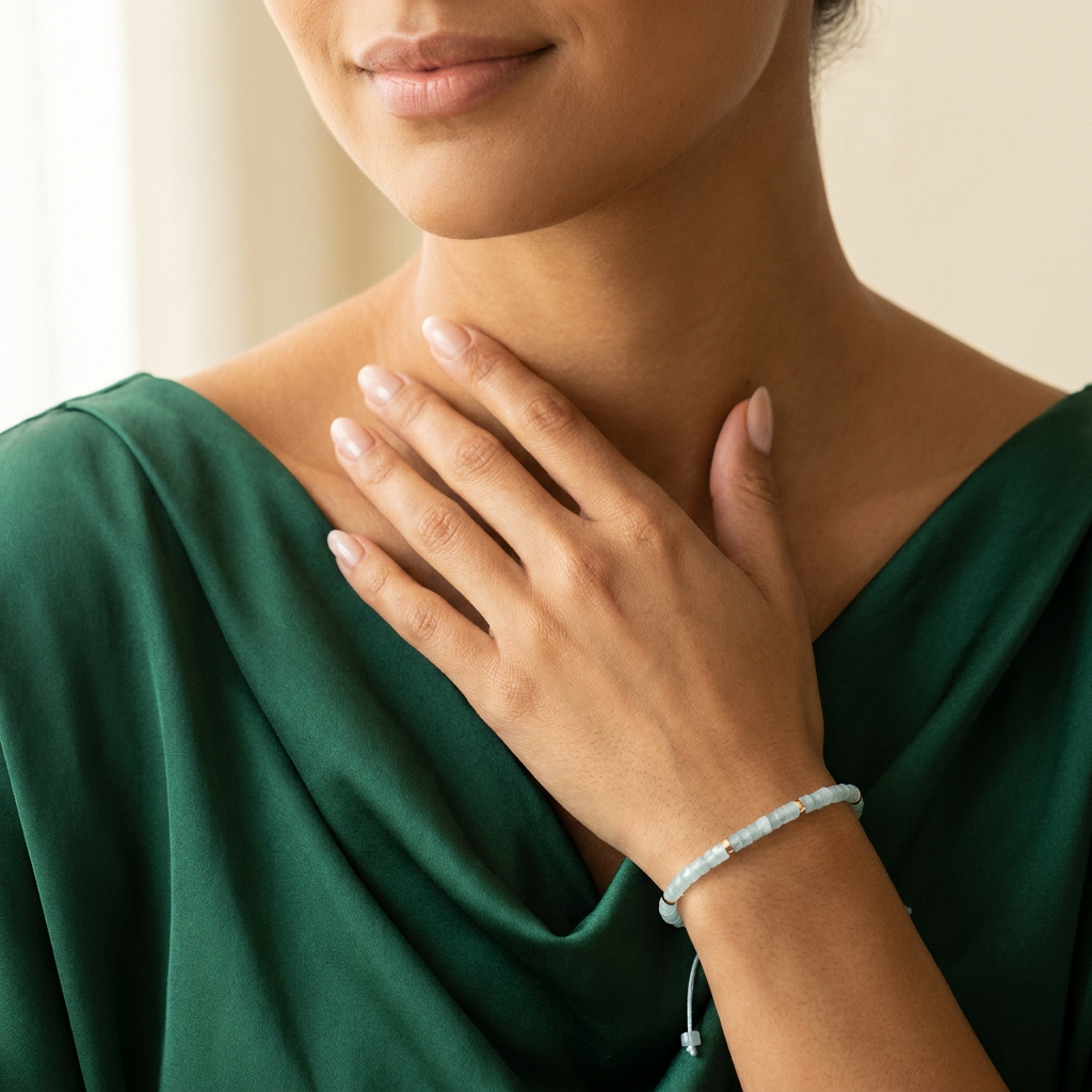 Aquamarine Braided Bracelet for Self Expression - Lifestyle Female