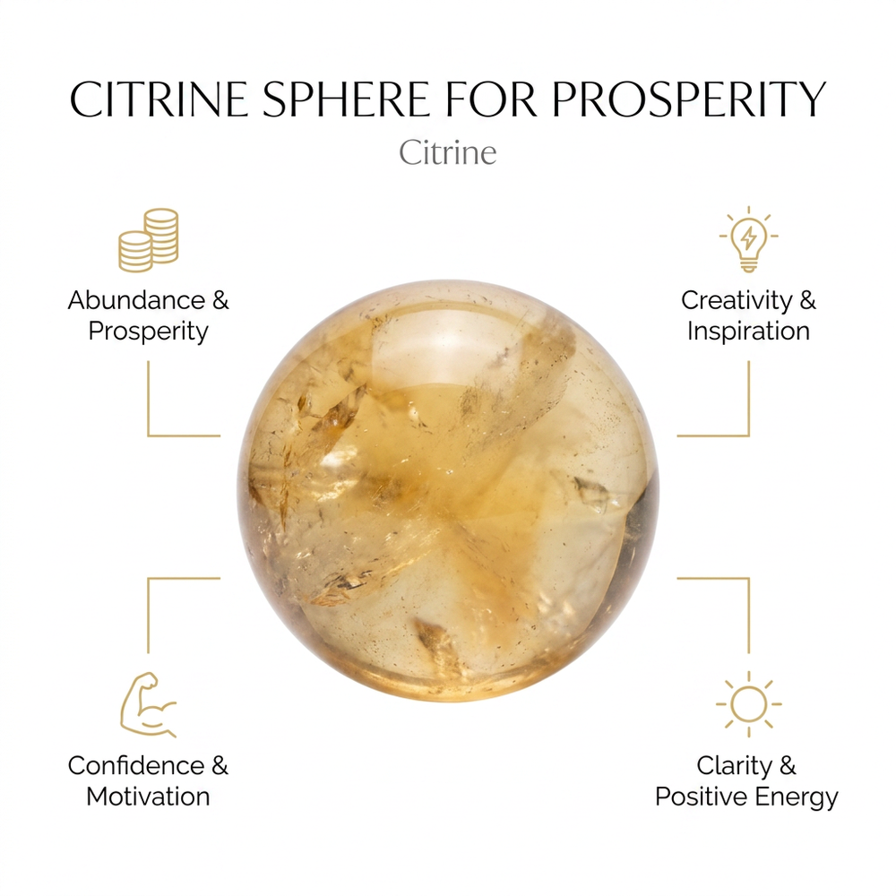 Citrine Sphere for Prosperity - Infographic