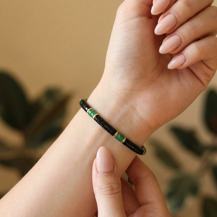 Black Agate & Jade Braided Bracelet for Prosperity - Lifestyle F