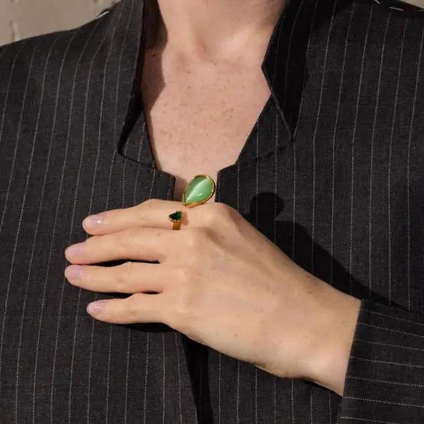 Cat's Eye & Zircon Ring for Abundance & Clarity  by Raw Spiritual