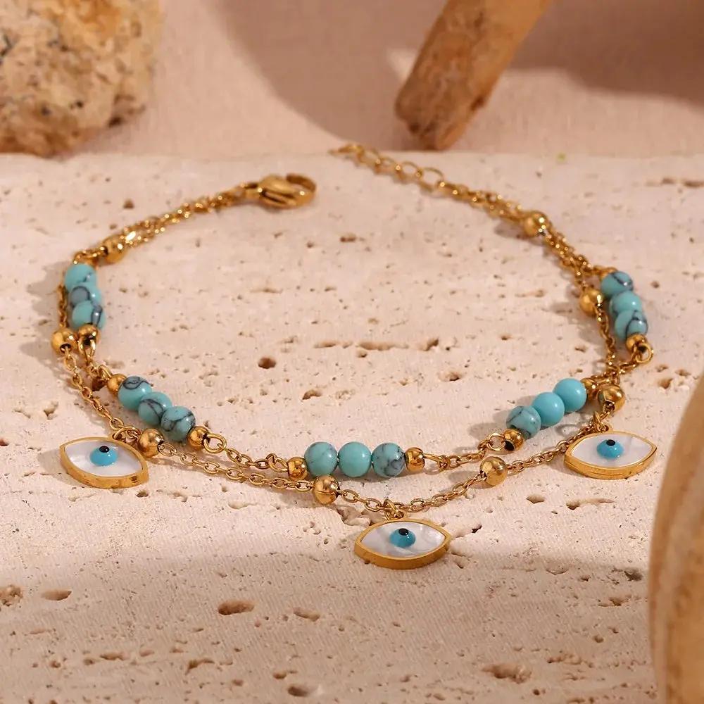 Turquoise Evil Eye Nazar Anklet for Protection  by Raw Spiritual