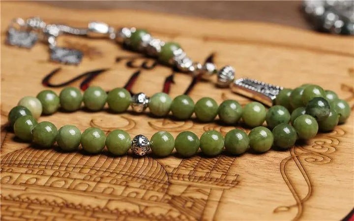 Green Canada Jade Misbaha  by Raw Spiritual