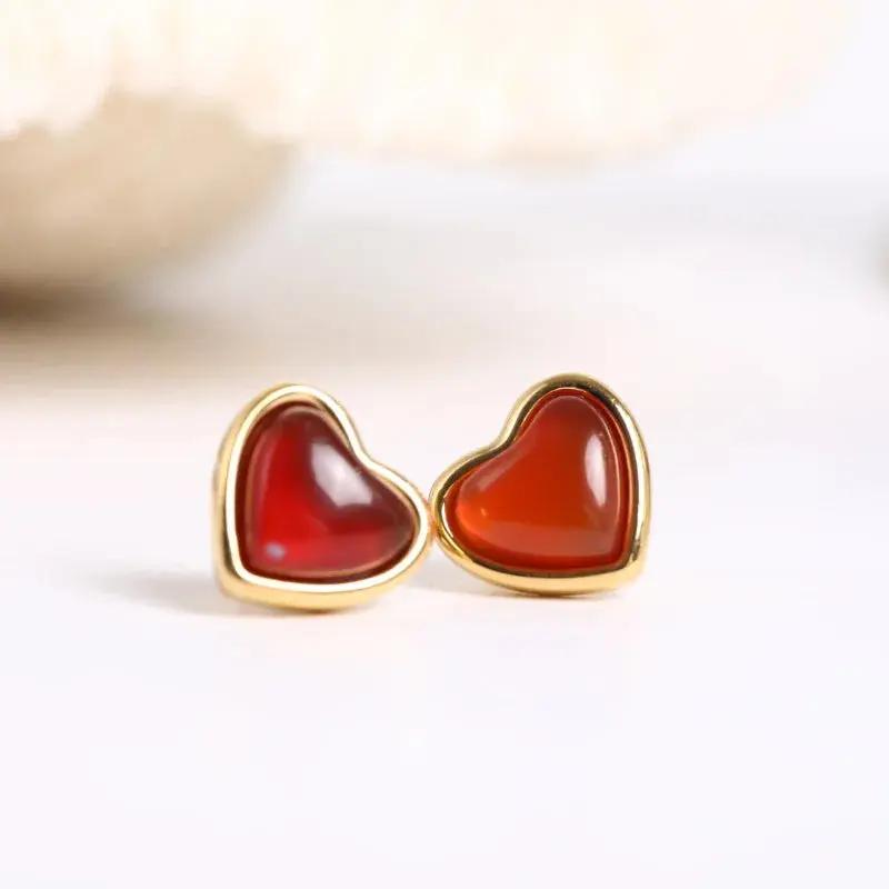 Red Agate (Hakik) Earrings for Prosperity  by Raw Spiritual