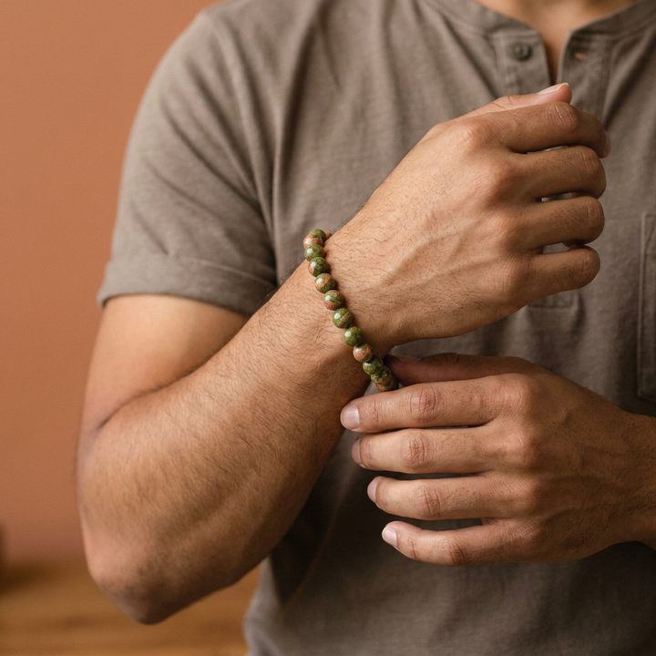 Unakite Bracelet for New Perspectives & Strength - Lifestyle M