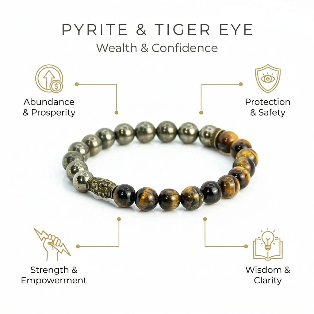 Pyrite and Tiger Eye Bracelet - Infographic