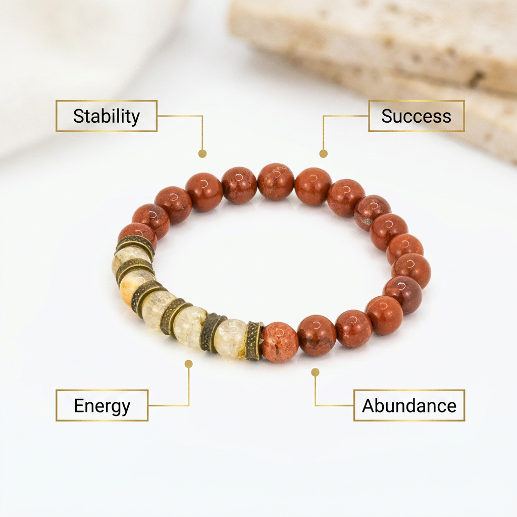 Red Jasper & Citrine for Succcess, Stability and Enthusiasm: Aries, Cancer, Gemini, Leo, Libra - Infographic