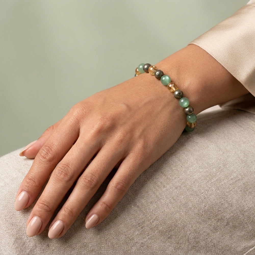 Aventurine, Pyrite & Citrine Bracelet for Abundance - Money Magnet - Lifestyle Female