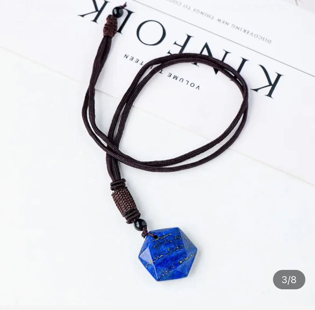 Lapis Lazuli Hexagon Necklace for Wisdom  by Raw Spiritual