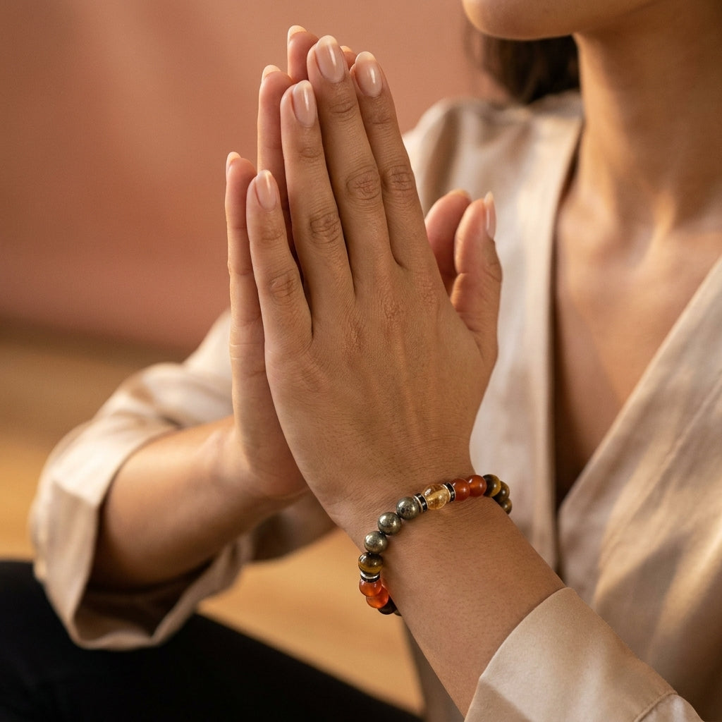 Wealth Bracelet with Citrine, Pyrite, Tiger Eye, Red Carnelian - Lifestyle Female