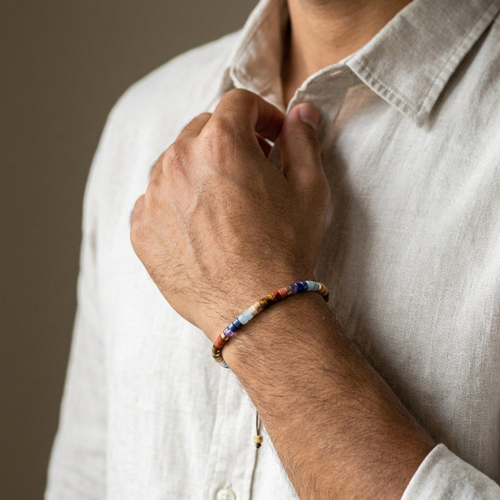 7 Chakra Braided Bracelet for Chakra Healing - Lifestyle Male