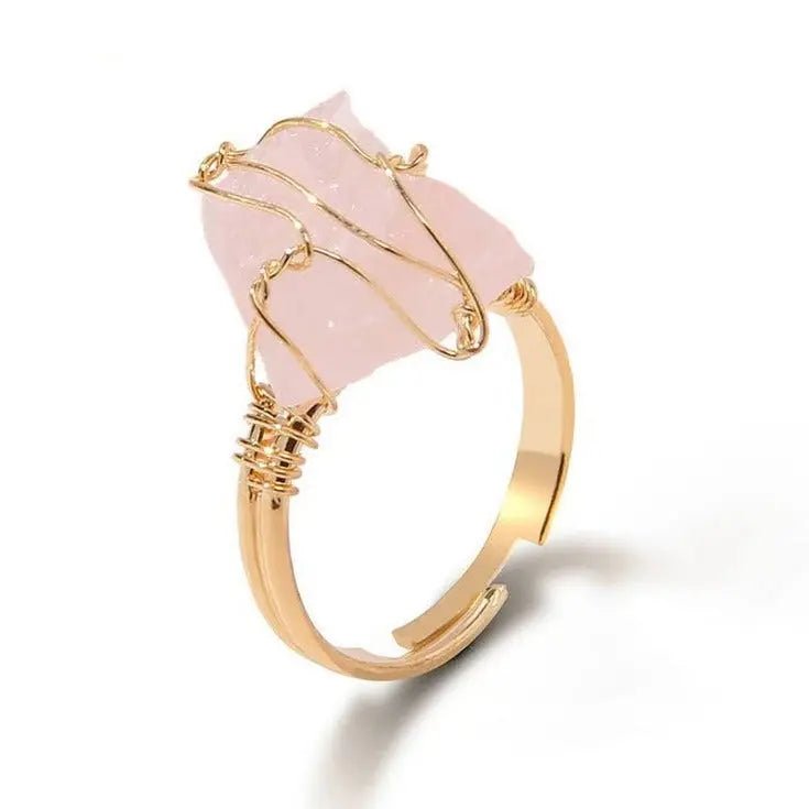 Rose Quartz Wire Wrapped Ring for Love & Relationships Yiwu Shanmei Jane
