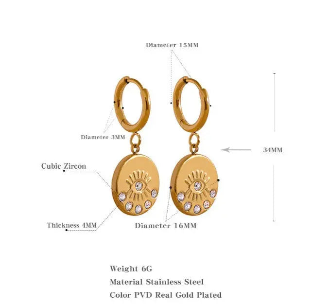 Evil Eye "Nazar" with Crystal Earrings Yiwu Jinyou VIMI