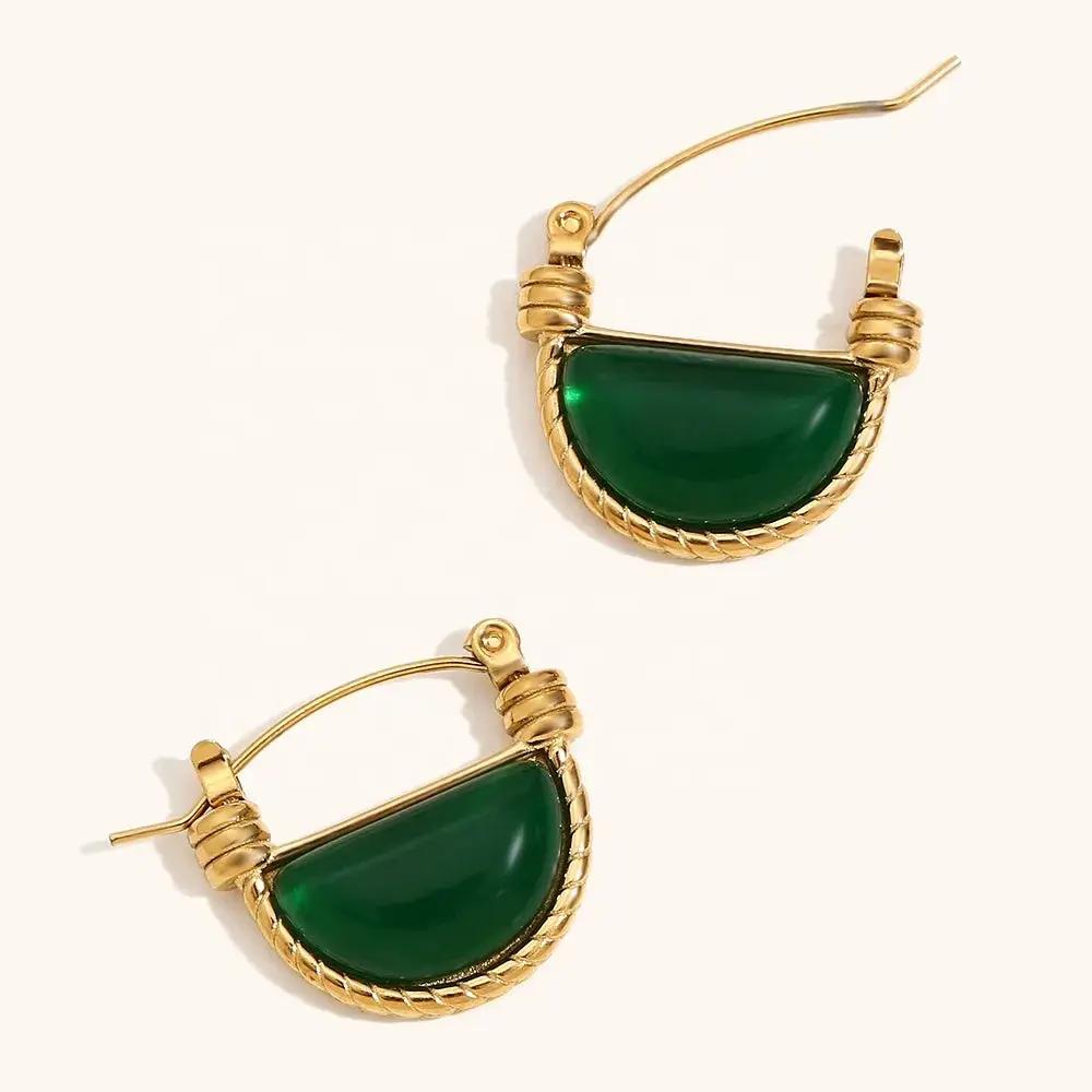 Green Agate Earrings for Growth & Prosperity  by Raw Spiritual
