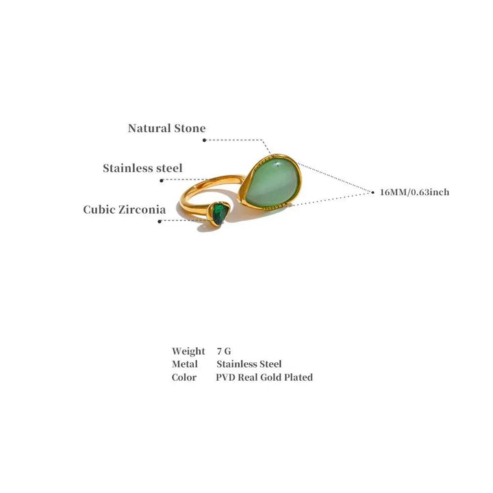 Cat's Eye & Zircon Ring for Abundance & Clarity  by Raw Spiritual