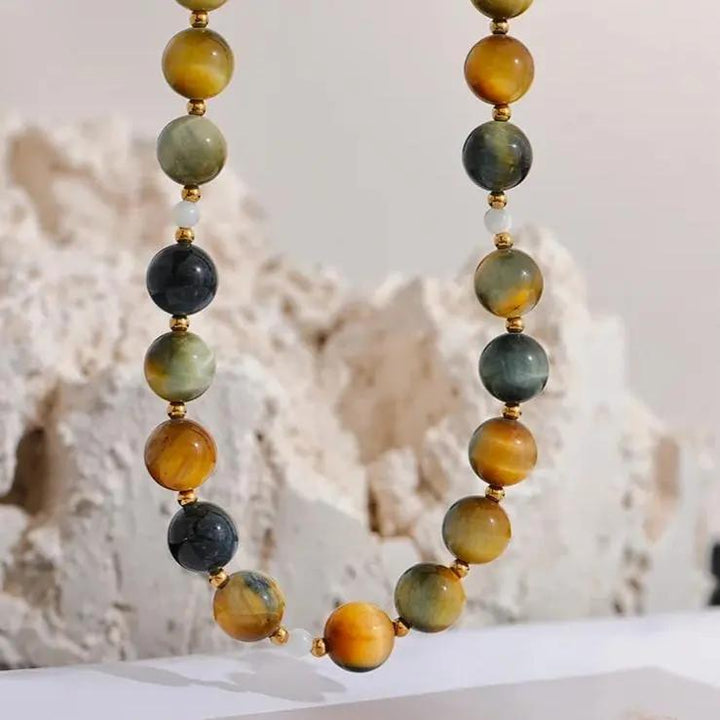 Maillard Tiger Eye Necklace for Protection  by Raw Spiritual