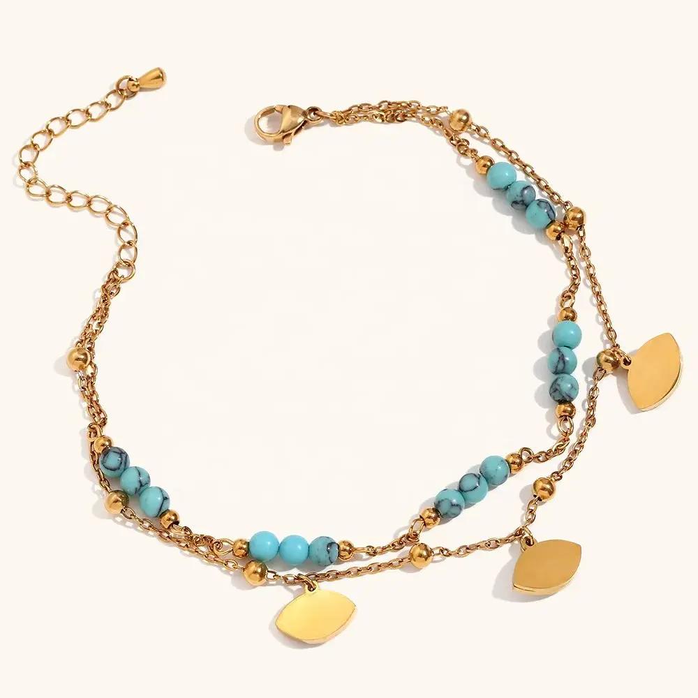 Turquoise Evil Eye Nazar Anklet for Protection  by Raw Spiritual