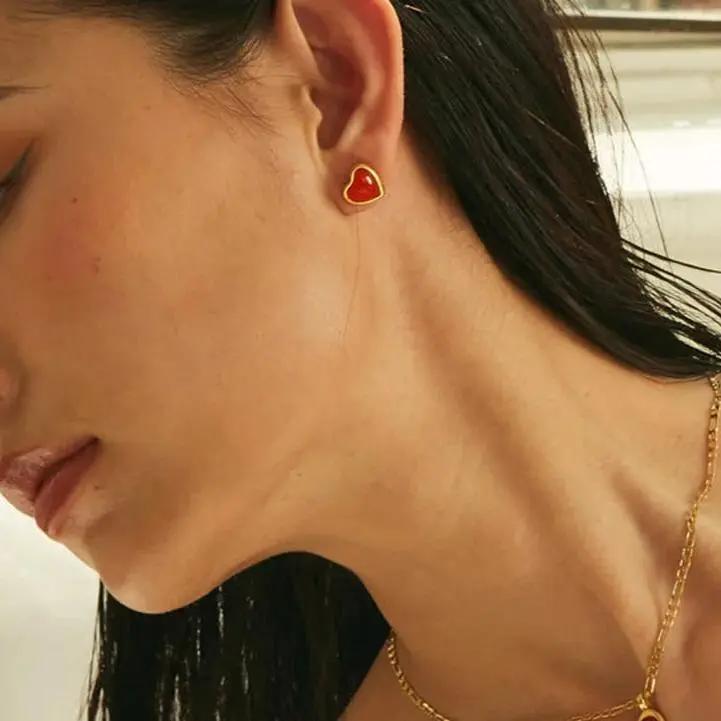 Red Agate (Hakik) Earrings for Prosperity  by Raw Spiritual