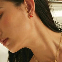 Red Agate (Hakik) Earrings for Prosperity  by Raw Spiritual