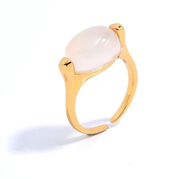 Rose White Agate S925 Ring for Prosperity  by Raw Spiritual