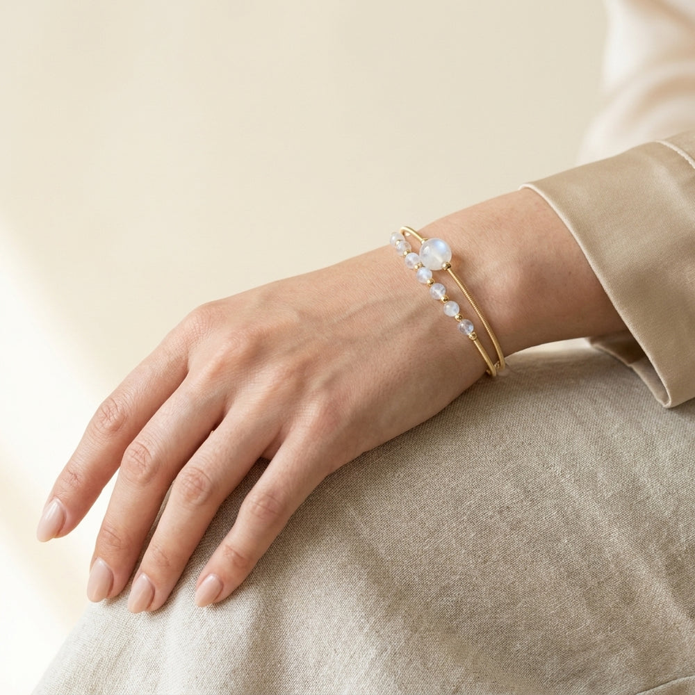 Moonstone Bangle for Growth & Balance - Lifestyle Female