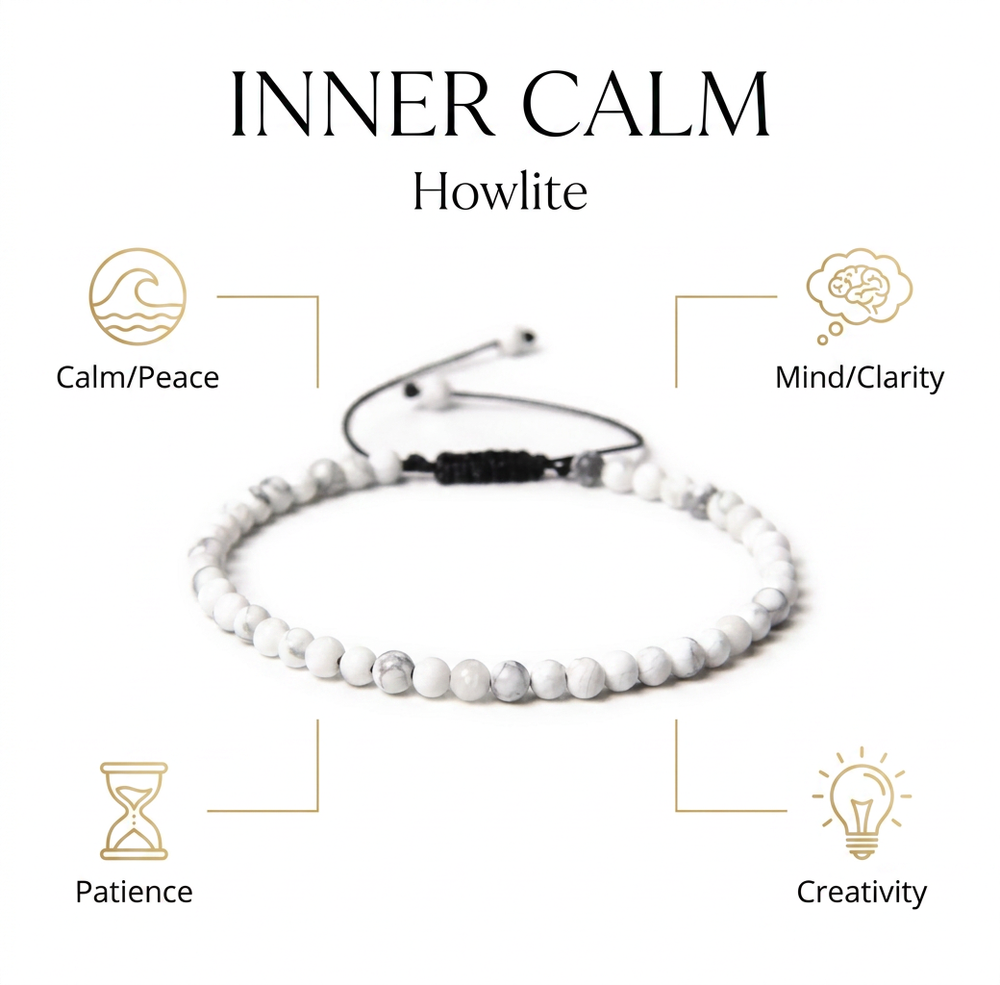 Howlite Thread bracelet for Relaxation & Mindfulness - Infographic