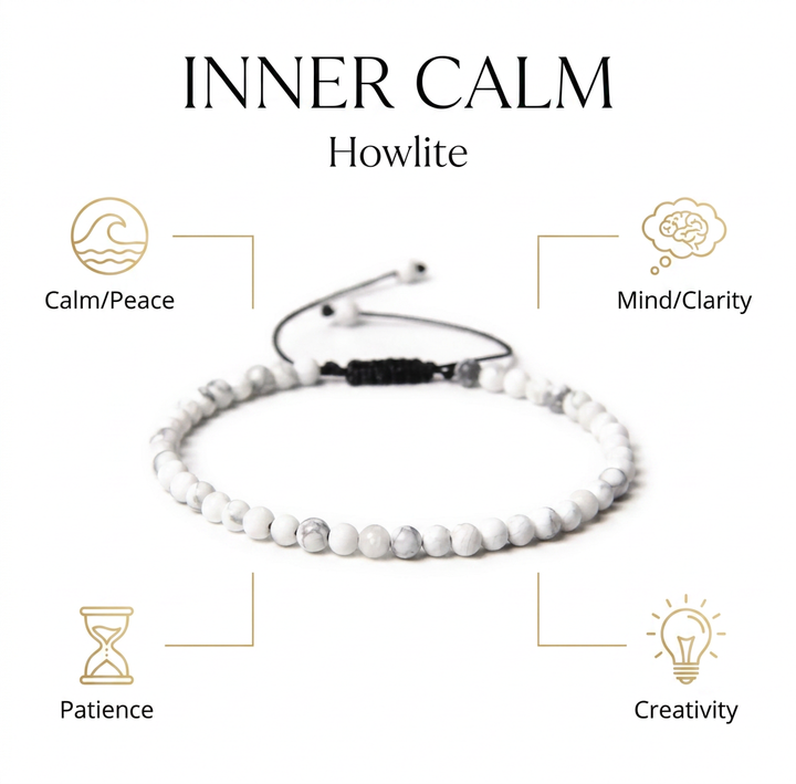 Howlite Thread bracelet for Relaxation & Mindfulness - Infographic