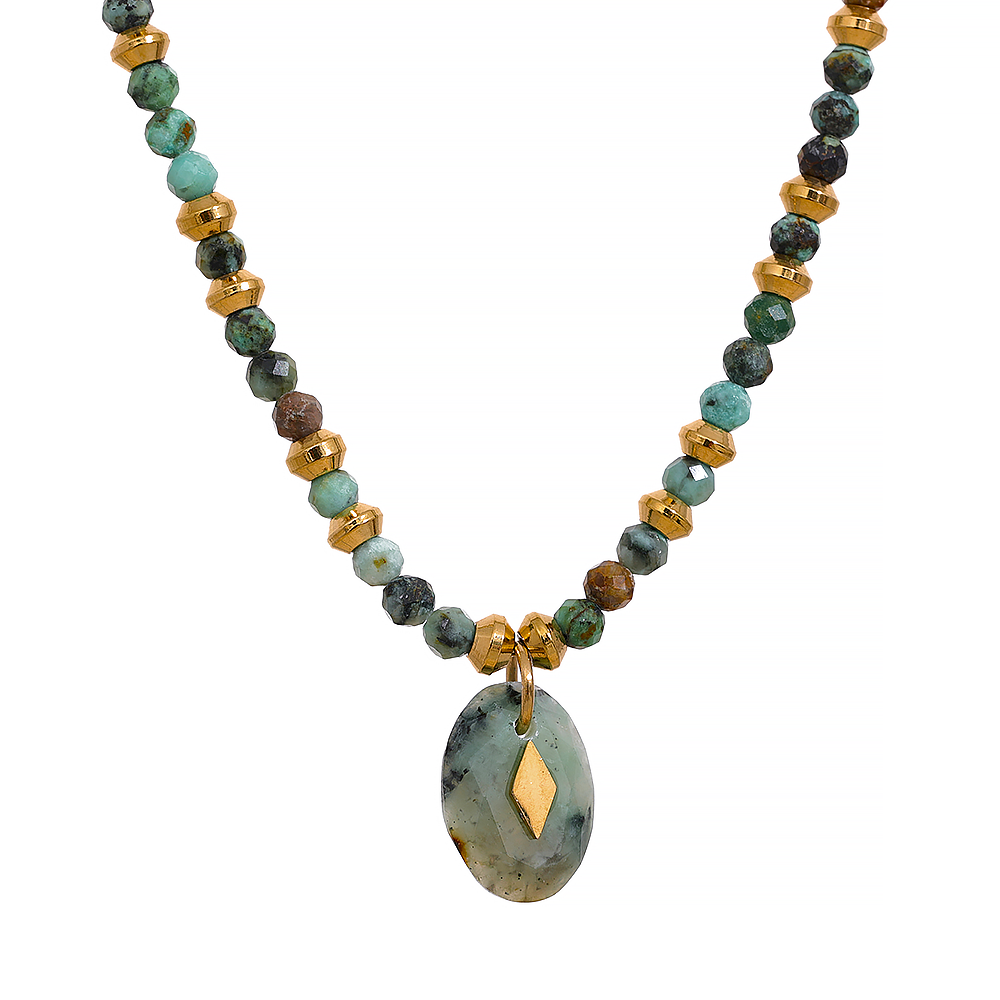 African Turquoise Stone Necklace for Healing & Spiritual Growth