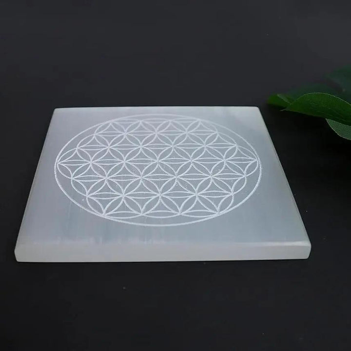 Selenite Charging Square Plate  by Raw Spiritual