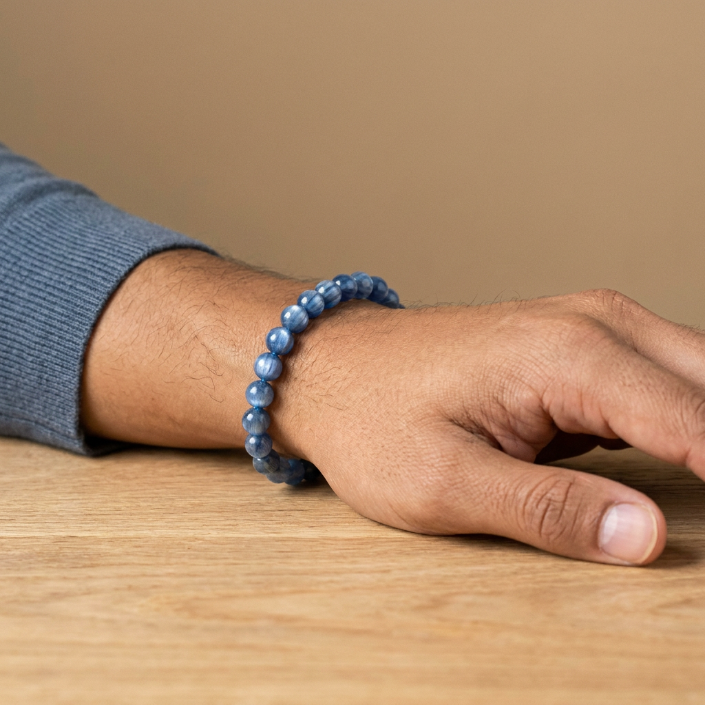Kyanite Bracelet for Self Expression & Removing Blockages - Lifestyle Male