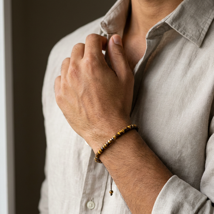 Tiger Eye Braided Bracelet for Protection - Lifestyle Male