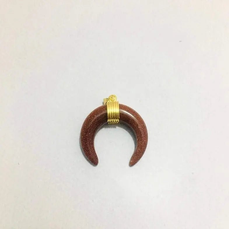 Gold Sandstone Moon Pendant  Necklace for Positivity & Abundance Yiwu Shanmei Jane