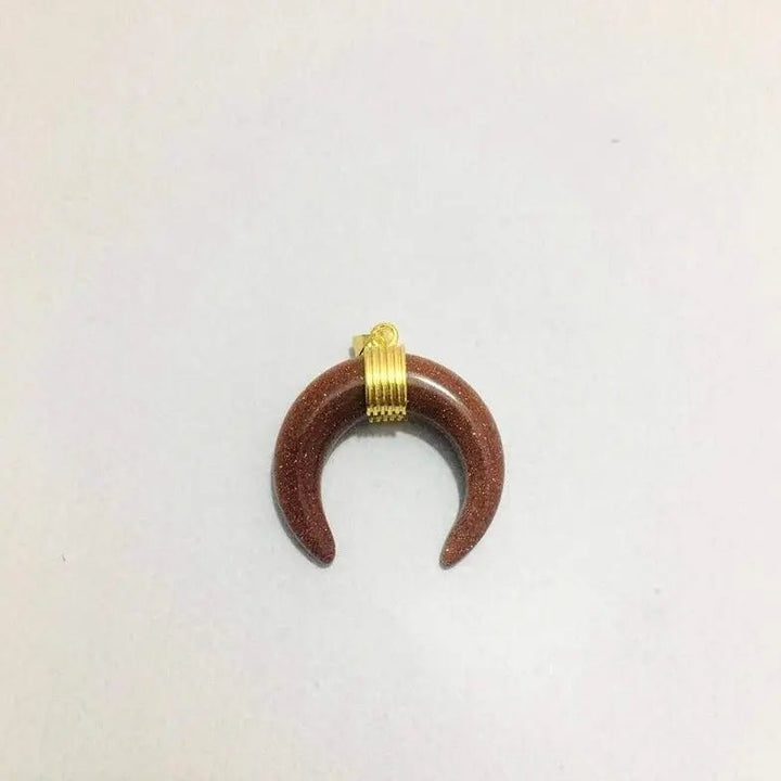Gold Sandstone Moon Pendant  Necklace for Positivity & Abundance Yiwu Shanmei Jane