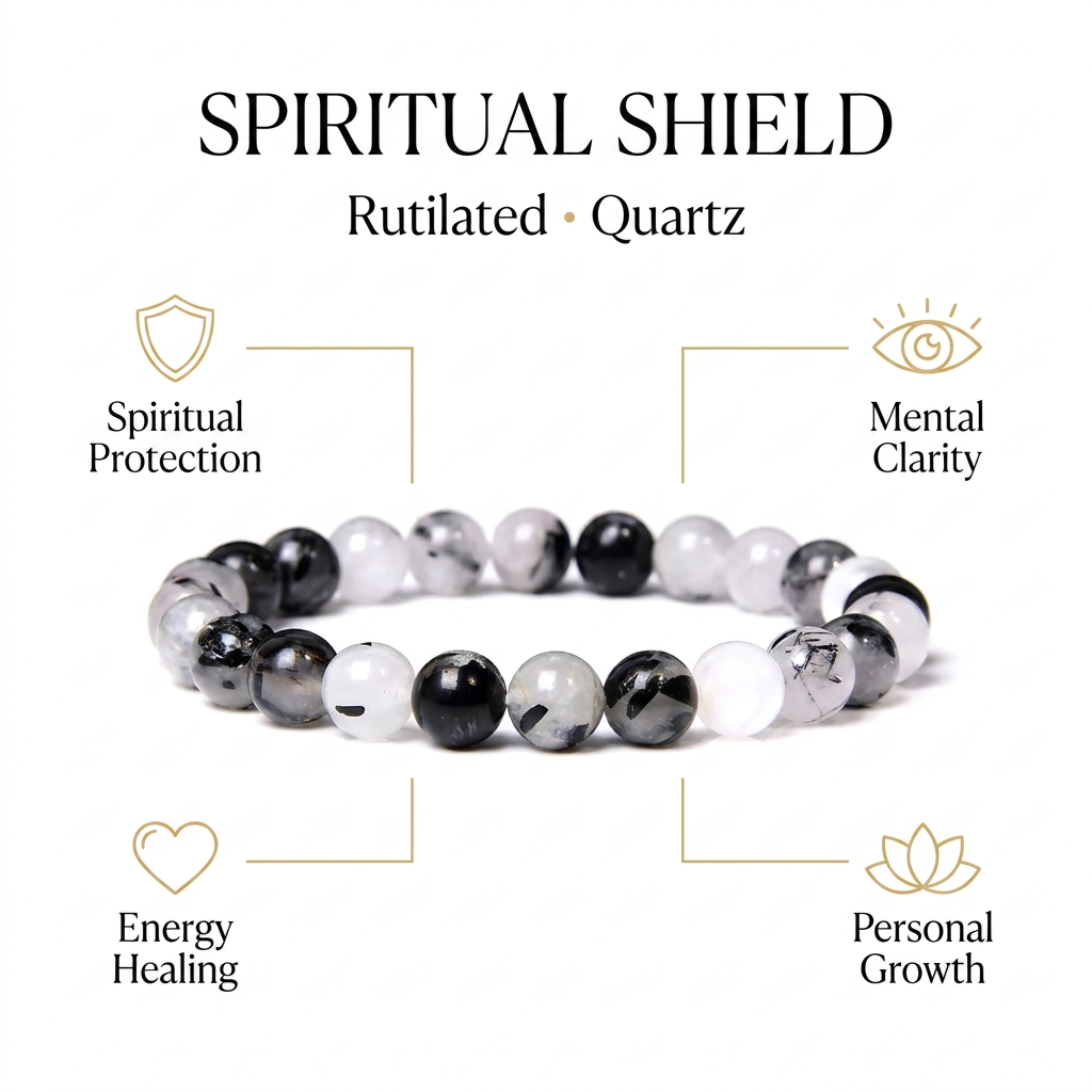 Rutilated Quartz for Spiritual Growth & Protection - Infographic