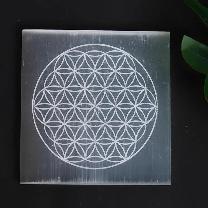 Selenite Charging Square Plate  by Raw Spiritual