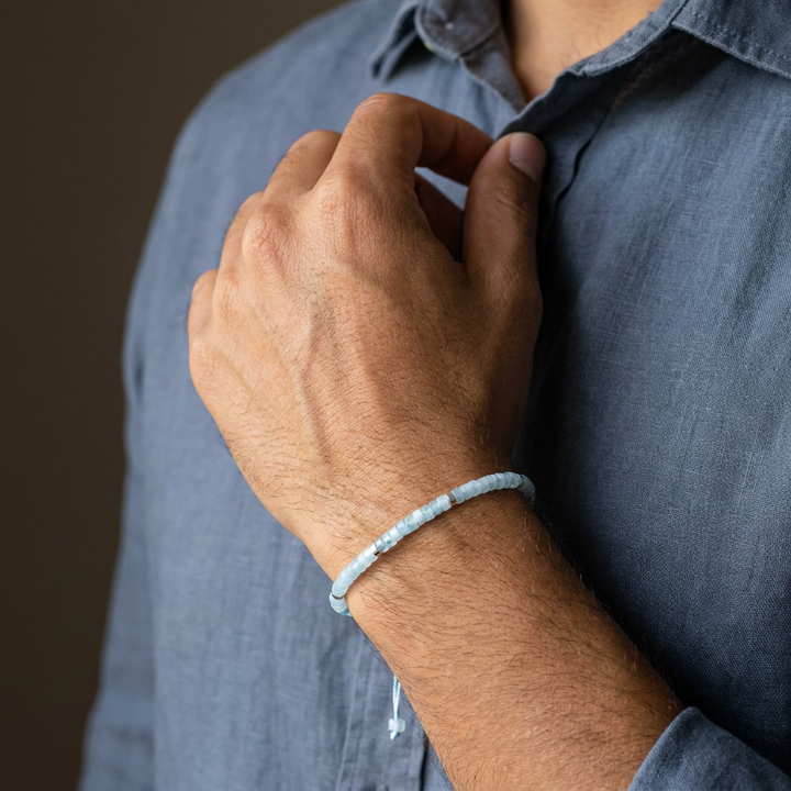 Aquamarine Braided Bracelet for Self Expression - Lifestyle Male