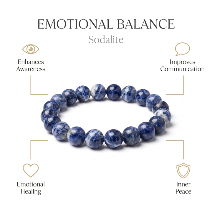 Sodalite Bracelet for Emotional Balance & Awareness - Infographic