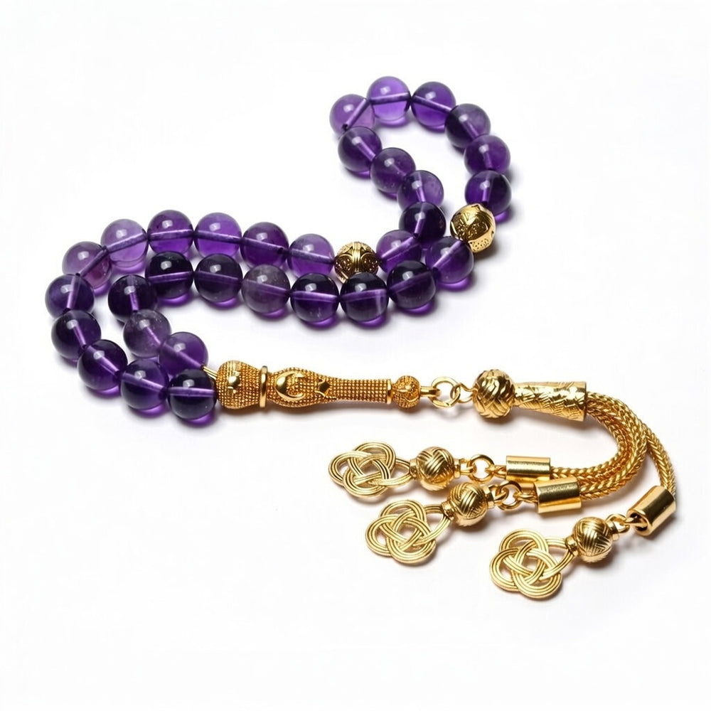 Amethyst Tasbih with Golden Imam