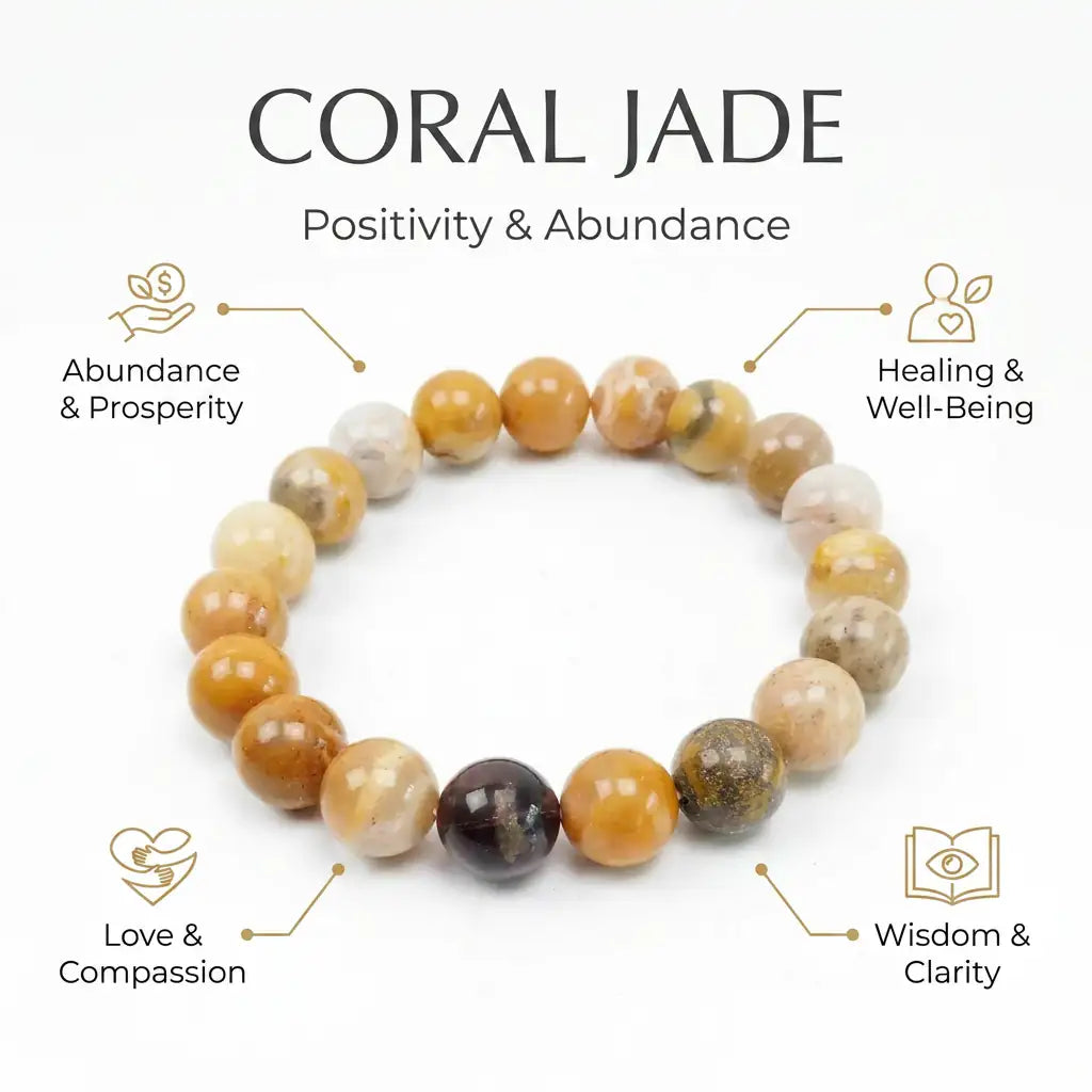 Coral Jade Bracelet for Positivity & Abundance - Infographic