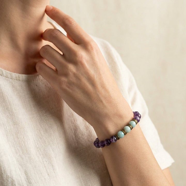 Amazonite & Amethyst for Healing, Growth, Communication - Lifestyle Female