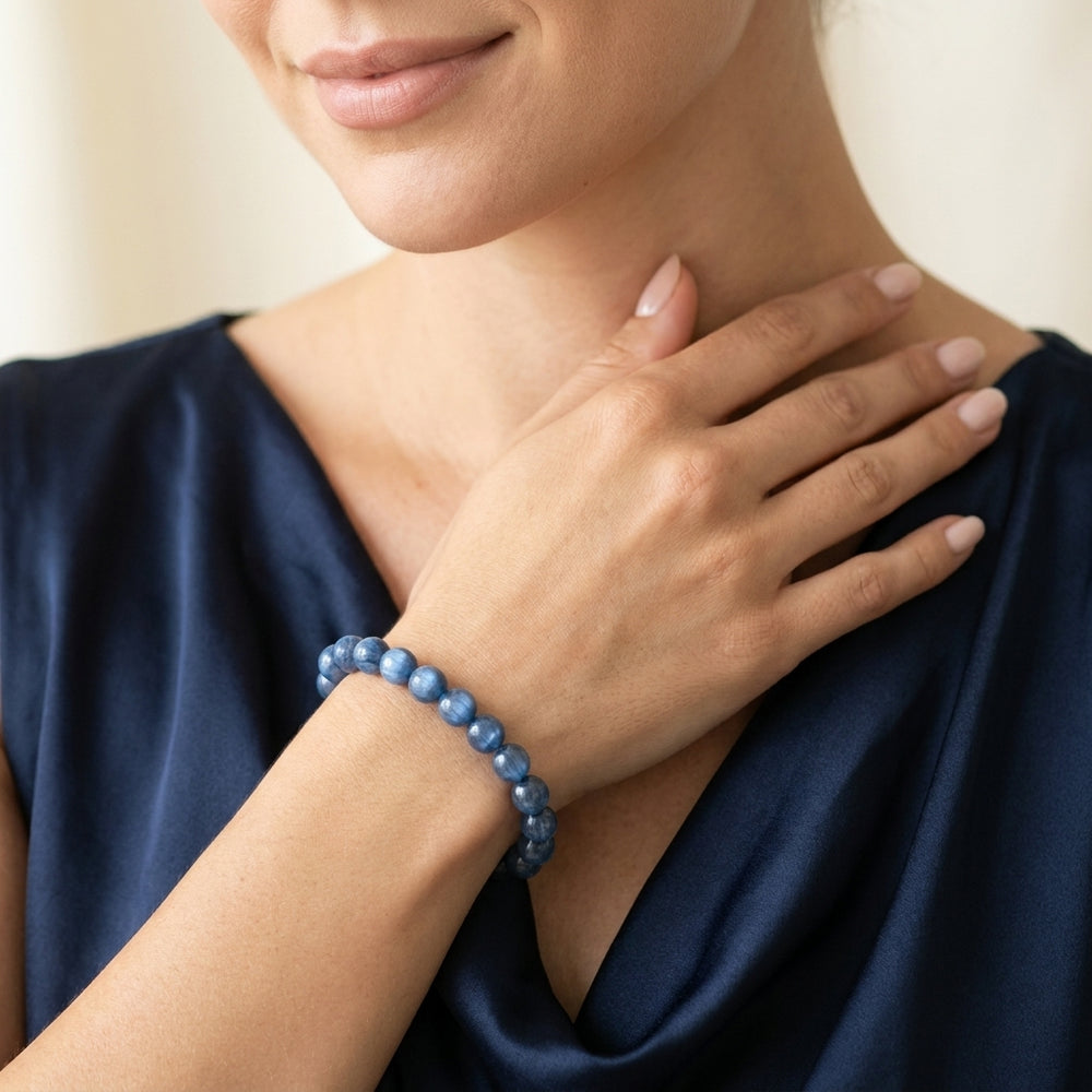 Kyanite Bracelet for Self Expression & Removing Blockages - Lifestyle Female