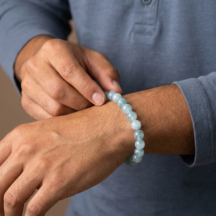 Aquamarine Bracelet for Courage & Communication - Lifestyle Male